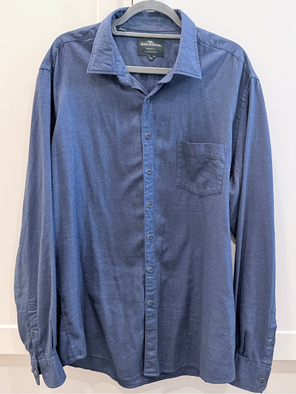 Rodd & Gunn Sports Fit Blue Flannel Button Up Shirt Men’s 2XL Italian Fabric